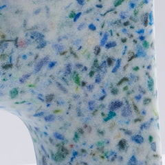 Closeup of Charlie Chair in the colour Ocean, made of recycled plastic