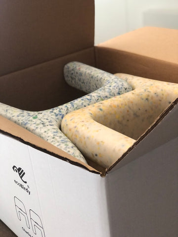 ecoBirdy's efficient packaging for two Charlie Chairs