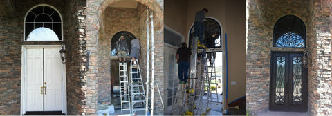 installation of wrought iron front door 2