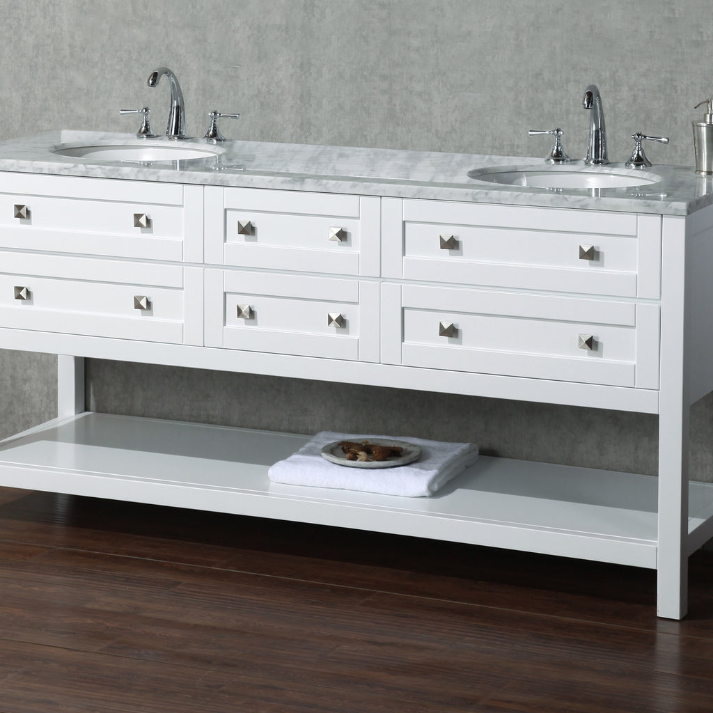 Stufurhome Marla 72 inch White Double Sink Bathroom Vanity