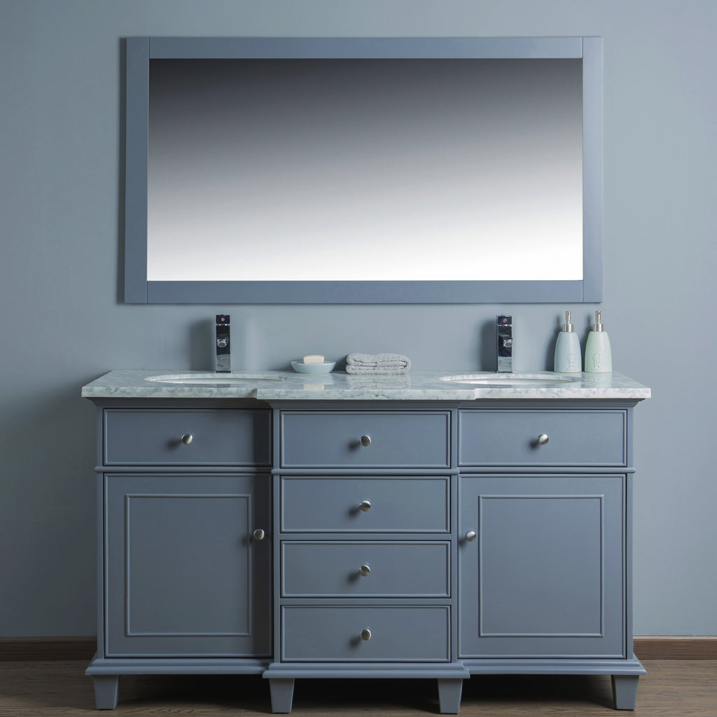 Stufurhome Cadence Grey 60 inch Double Sink Bathroom Vanity with Mirro ...