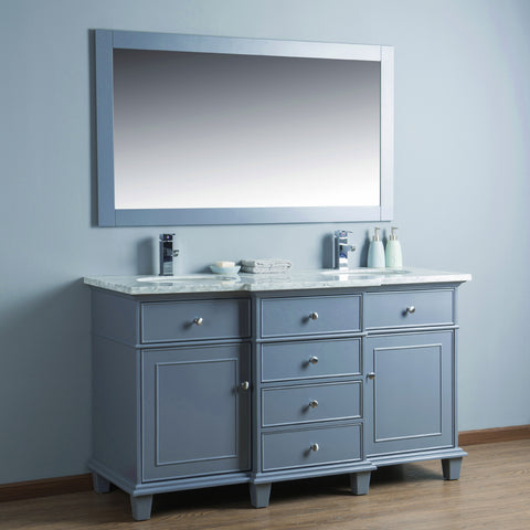 Stufurhome Cadence Grey 60 inch Double Sink Bathroom Vanity with Mirro ...