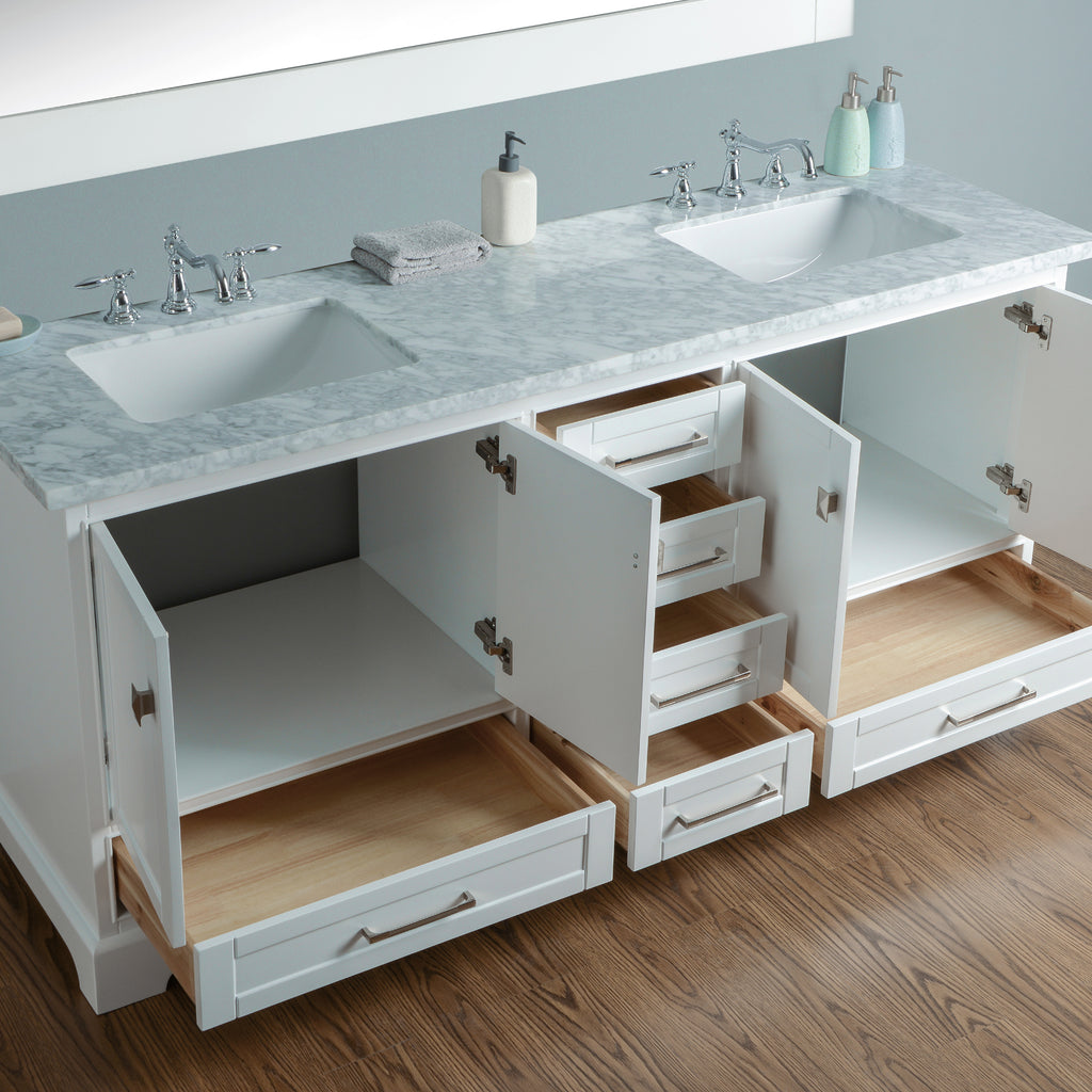 Stufurhome Newport White 72 inch Double Sink Bathroom