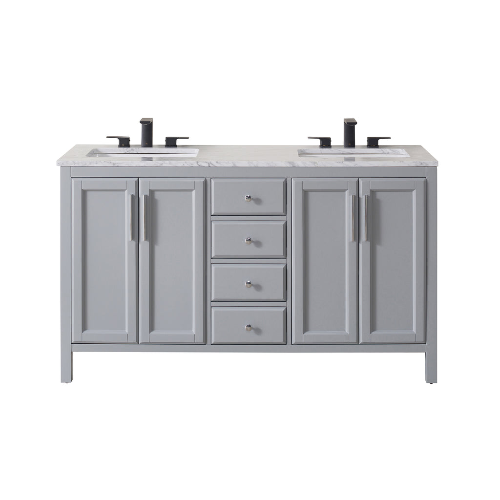 Stufurhome Wright 59 Inch Grey Double Sink Bathroom Vanity With