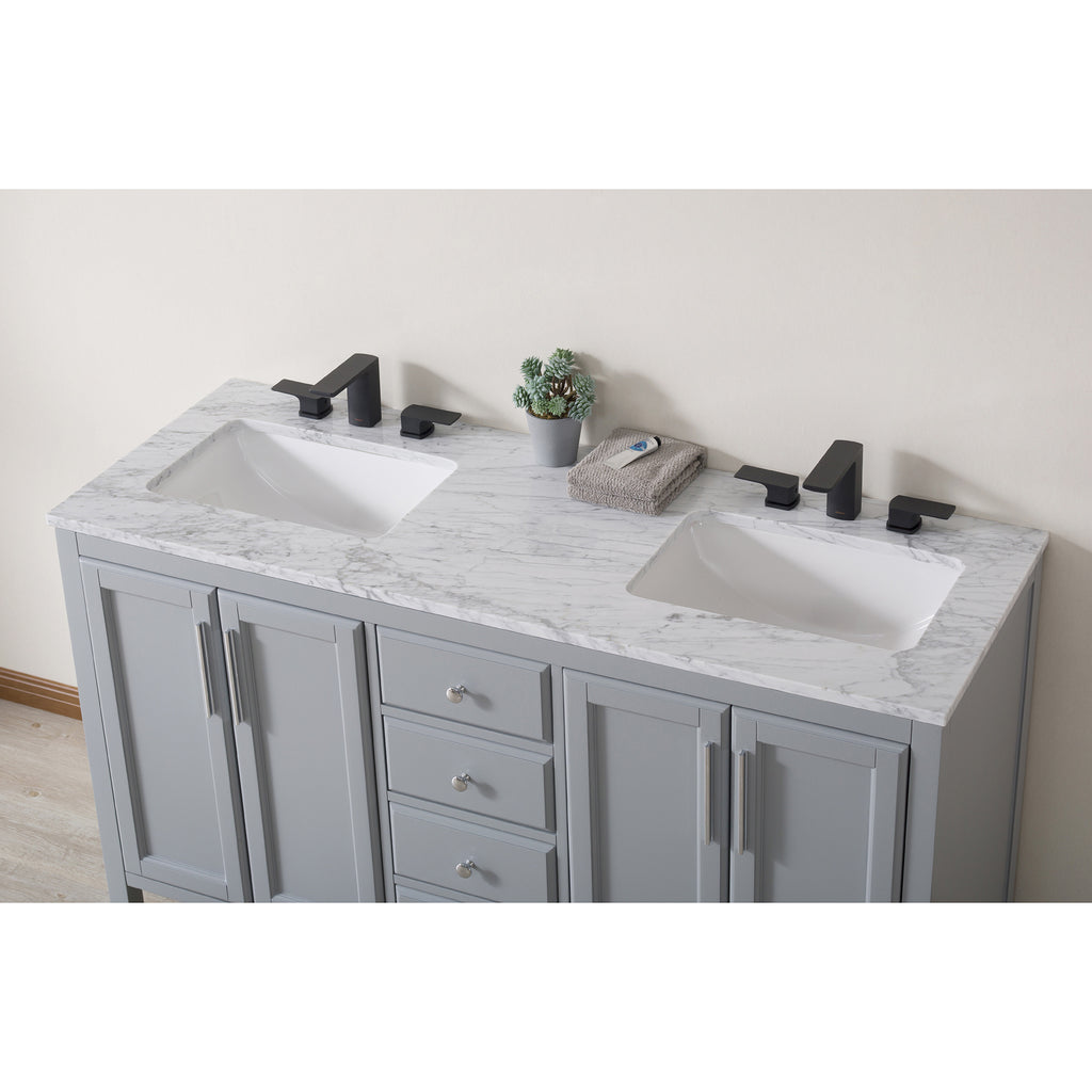Stufurhome Wright 59 Inch Grey Double Sink Bathroom Vanity With