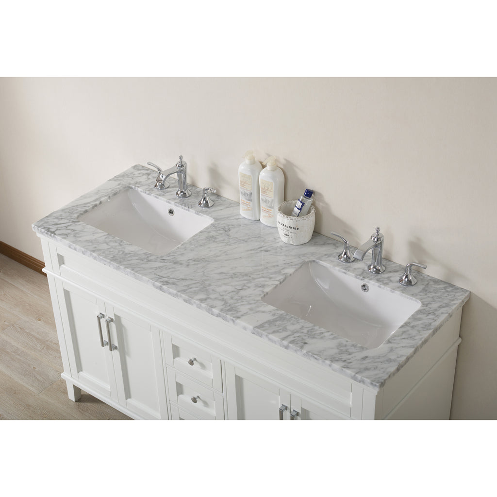 Stufurhome Melody 59 Inch White Double Sink Bathroom Vanity Stufurhome