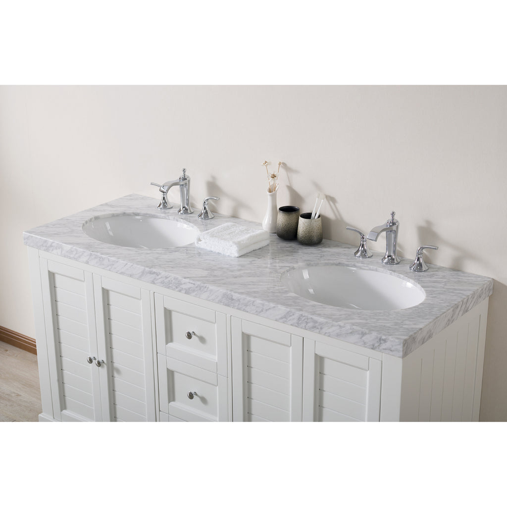 Stufurhome Kent 60 Inch White Double Sink Bathroom Vanity With Drains Stufurhome