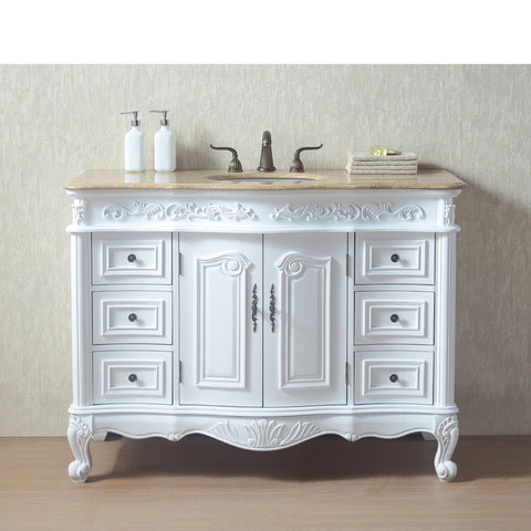 Stufurhome Cassandra 48 Inches White Single Sink Bathroom Vanity