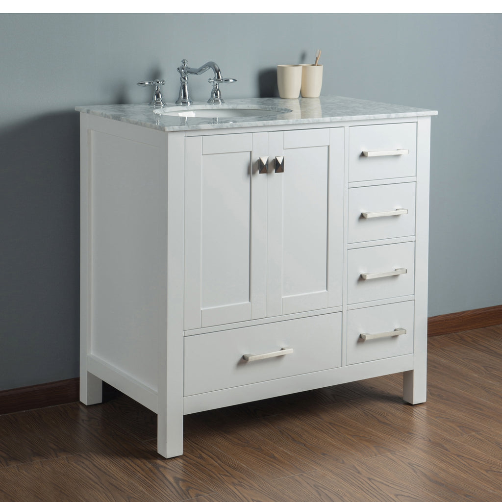 Stufurhome 36 inch Malibu Pure White Single Sink Bathroom ...