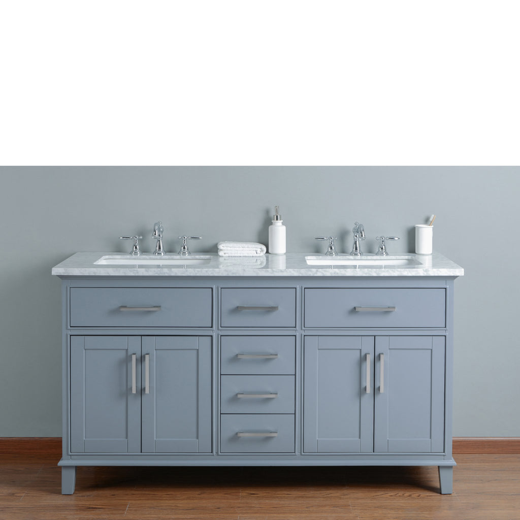 Stufurhome Leigh 60 Inches Grey Double Sink Bathroom Vanity Stufurhome