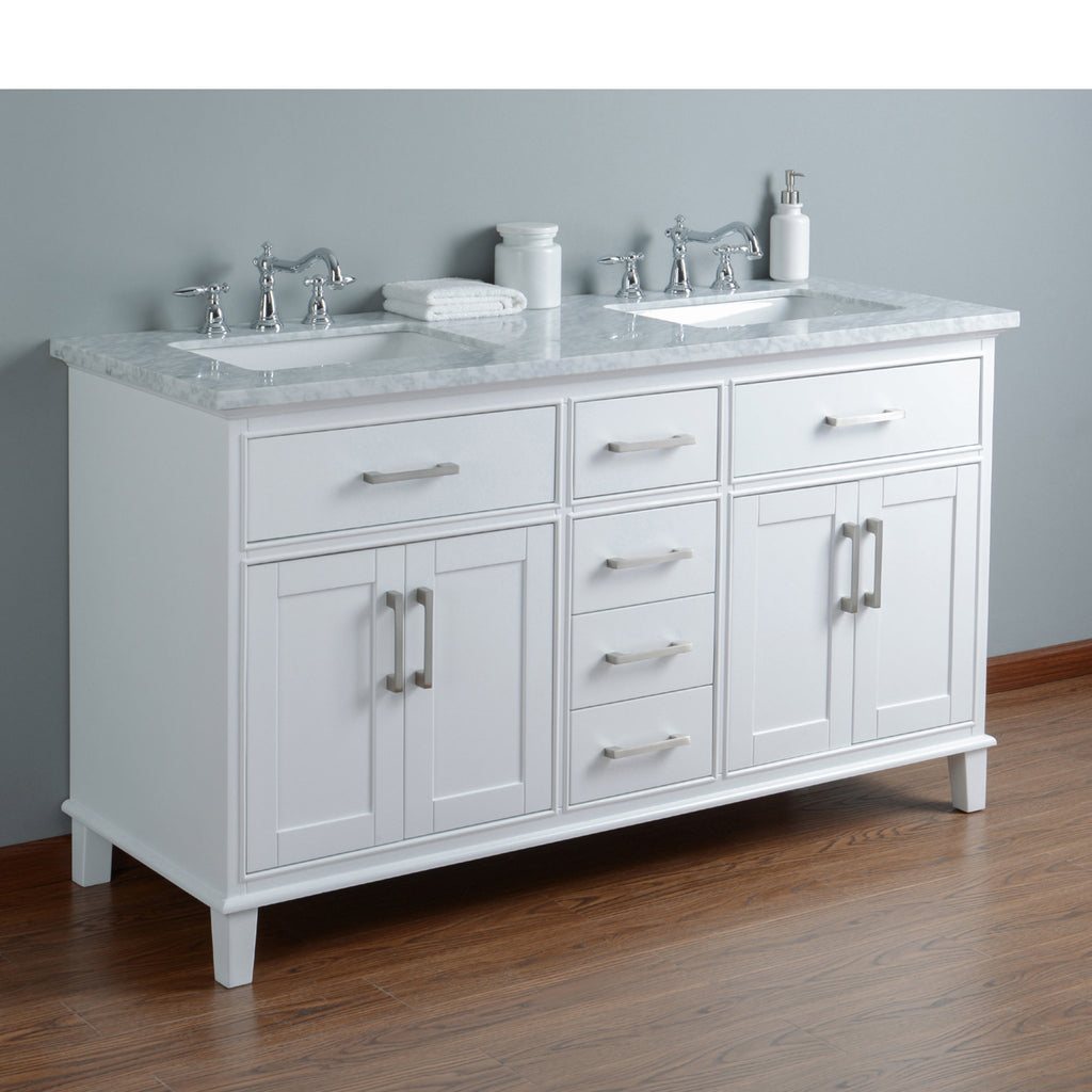 Stufurhome Leigh 60 Inches White Double Sink Bathroom Vanity - stufurhome