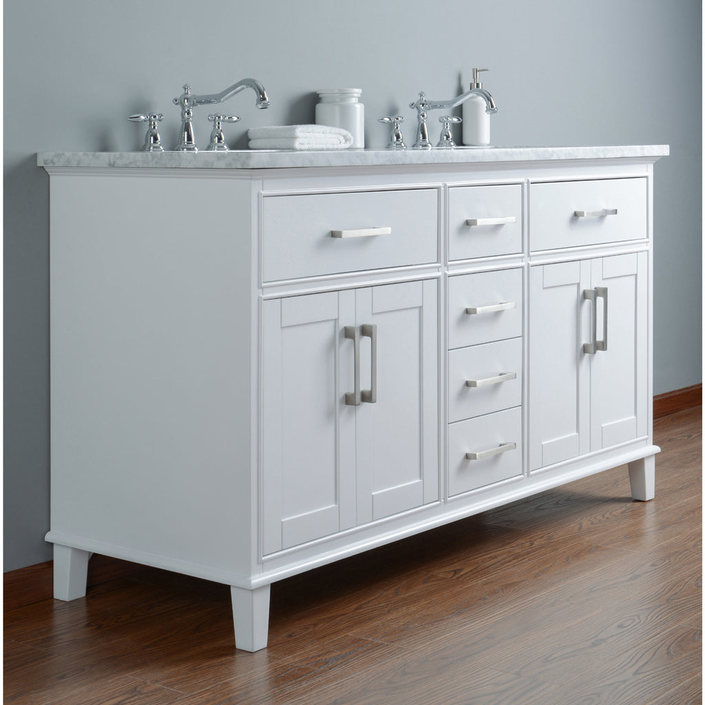 Stufurhome Leigh 60 Inches White Double Sink Bathroom ...