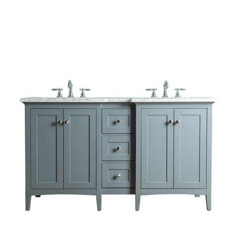 Stufurhome Tower Modern 60 Inches Grey Double Sink Bathroom Vanity Stufurhome