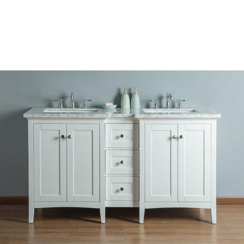 Stufurhome Tower Modern 60 Inches White Double Sink Bathroom Vanity Stufurhome