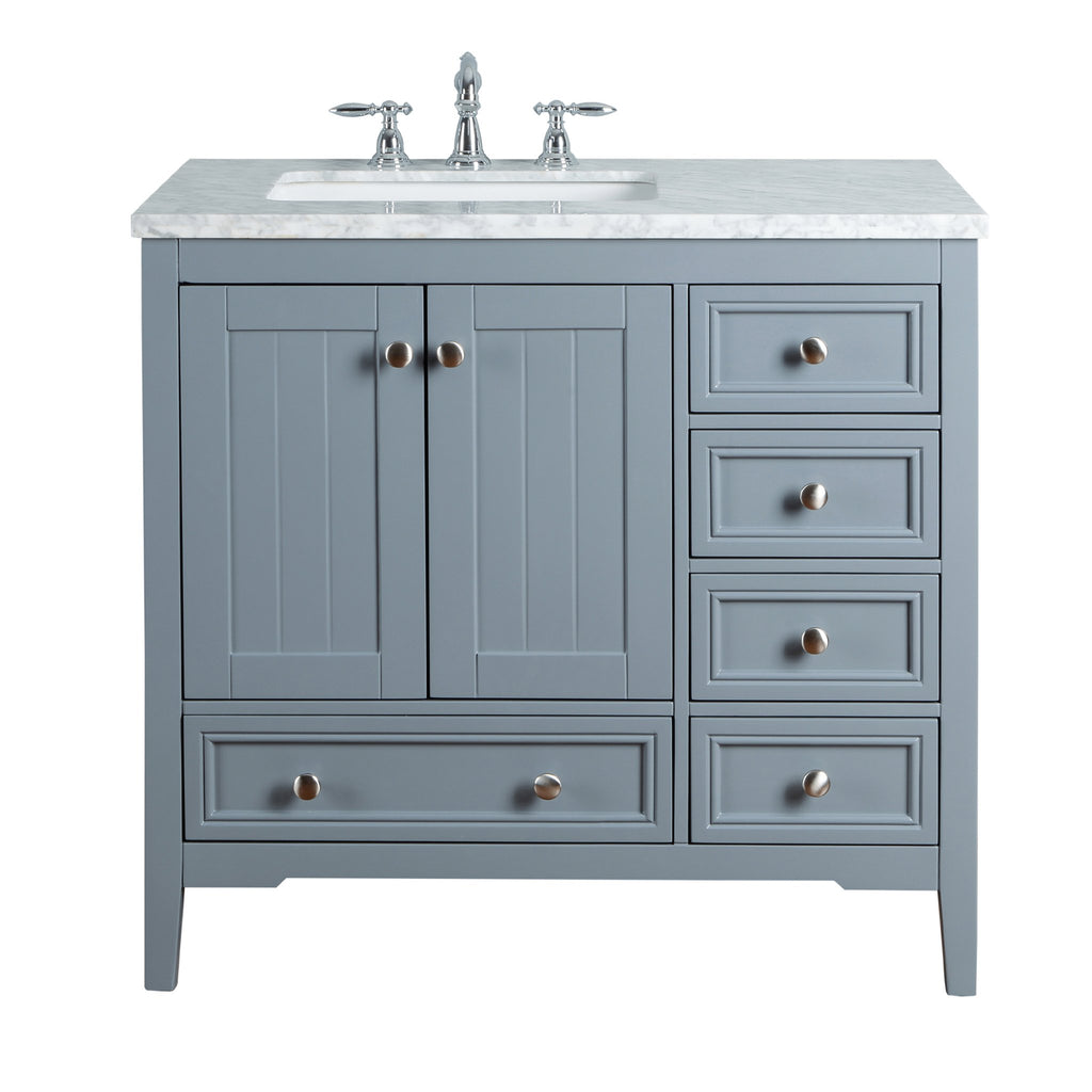 Stufurhome New Yorker 36 Inches Grey Single Sink Bathroom Vanity Stufurhome