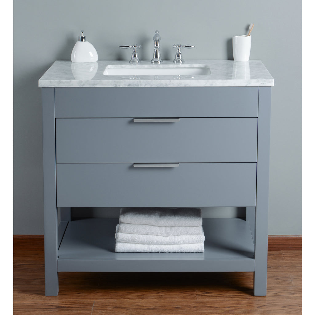 Stufurhome Rochester 36 Inches Grey Single Sink Bathroom Vanity Stufurhome