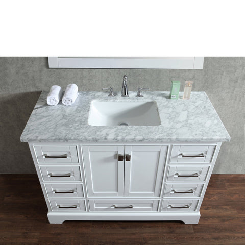 Stufurhome Newport White 48 inch Single Sink Bathroom Vanity with Mirror