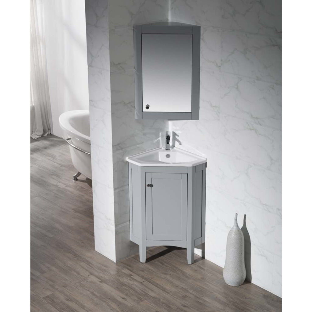 Stufurhome Monte Grey 25 Inch Corner Bathroom Vanity with ...