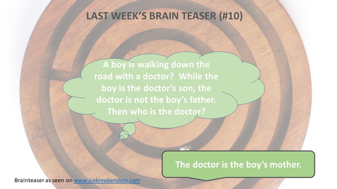 A boy is walking down the road with a doctor?  While the boy is the doctor’s son, the doctor is not the boy’s father.  Then who is the doctor?