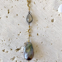 Silverite And Pearl Drop Necklace Necklace Robindira Unsworth 