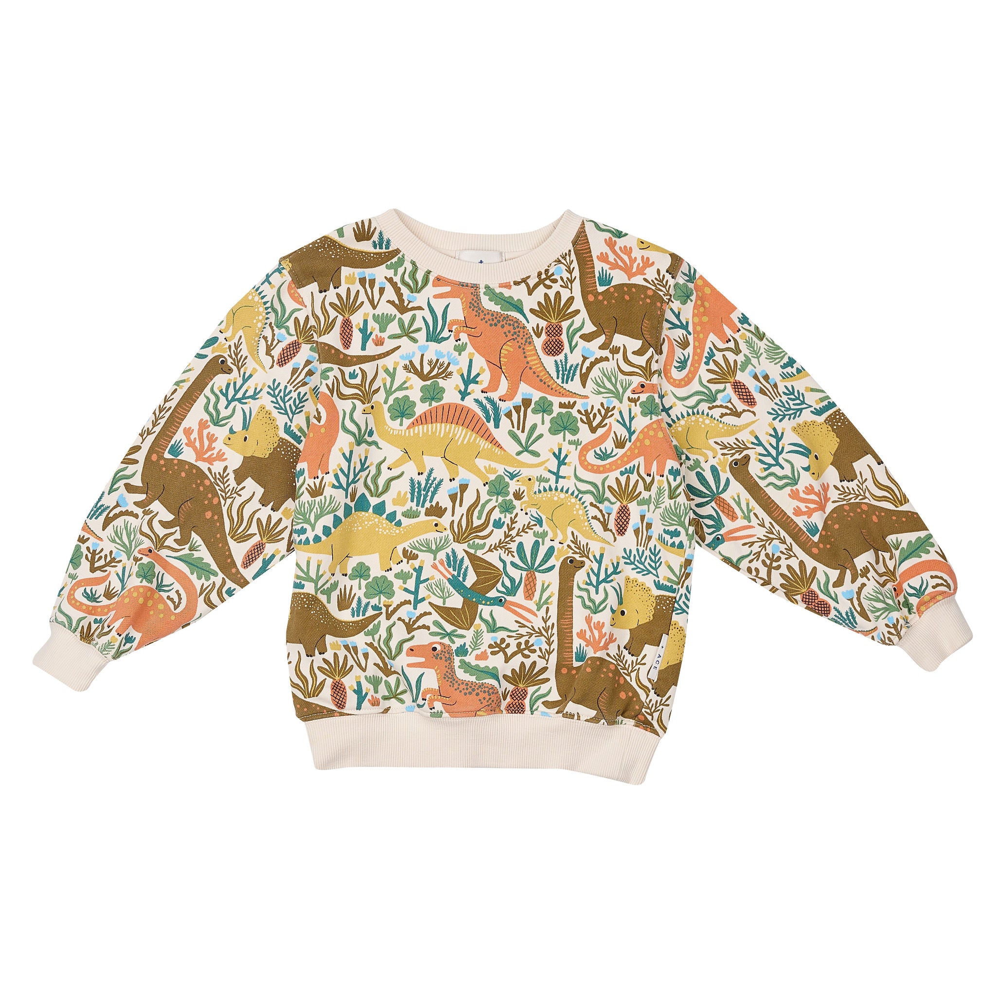 Goldie and Ace Dino Roar Relaxed Sweater Multi | Tiny Sprout