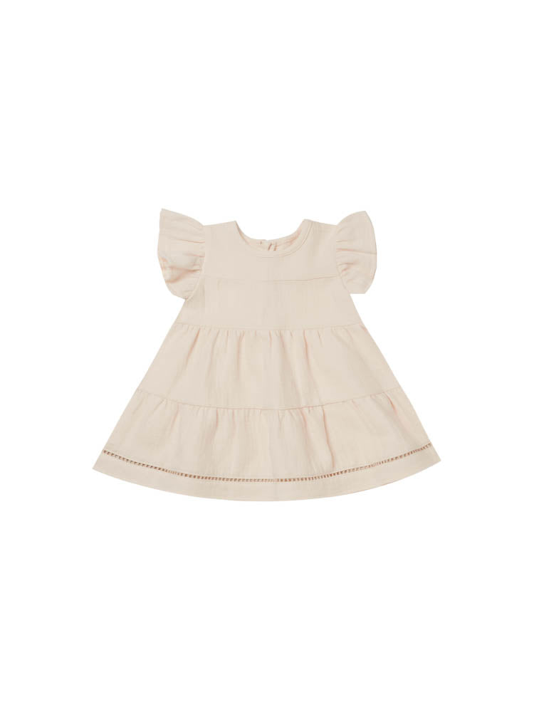 Quincy Mae Organic Short Sleeve Belle Dress Natural | Tiny Sprout