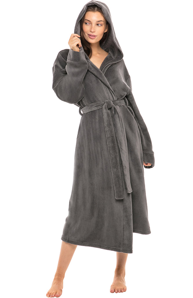 Women's Warm Winter Robe, Plush Fleece Full Length Long Bathrobe