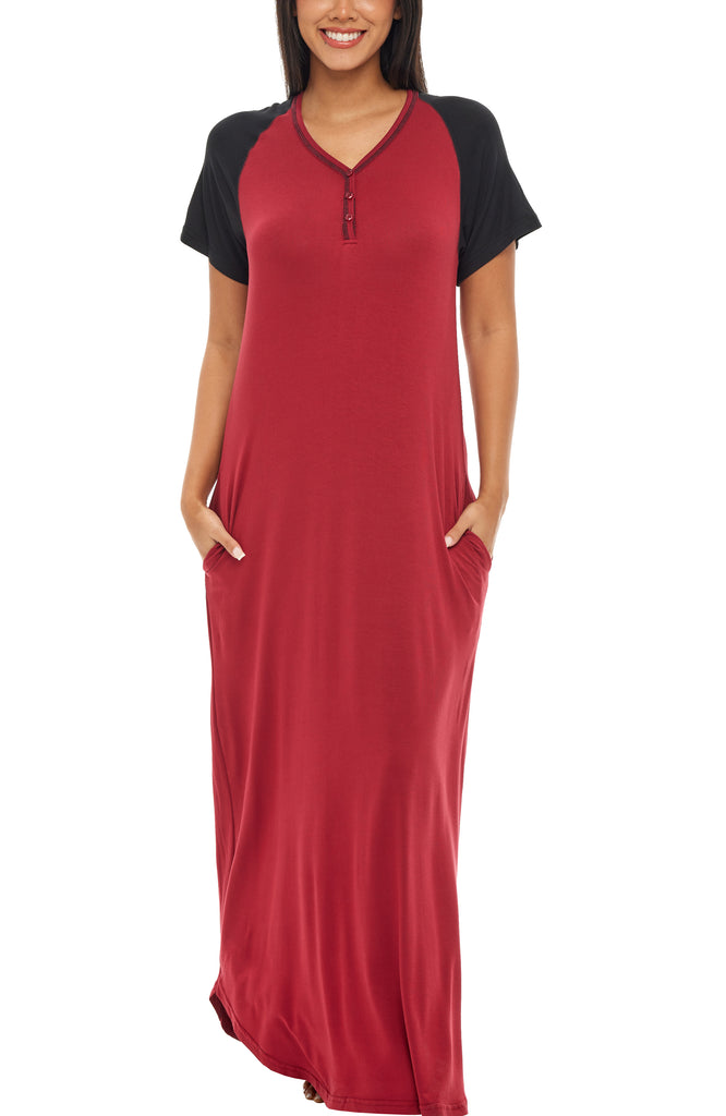 Women's Soft Warm Fleece Nightgown, Long Kaftan with Pockets for