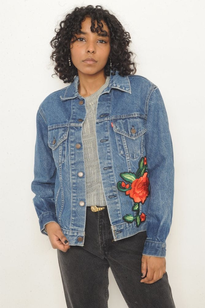 Levi's Floral Patch Denim Jacket Free Shipping - The Vintage Twin