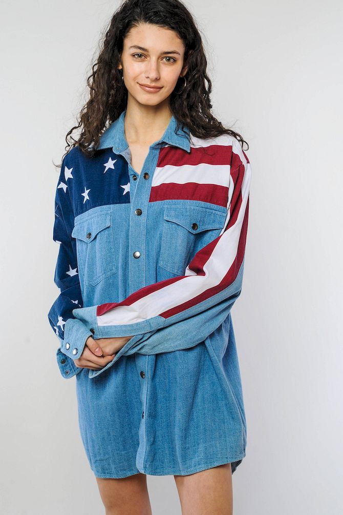 american flag denim shirt