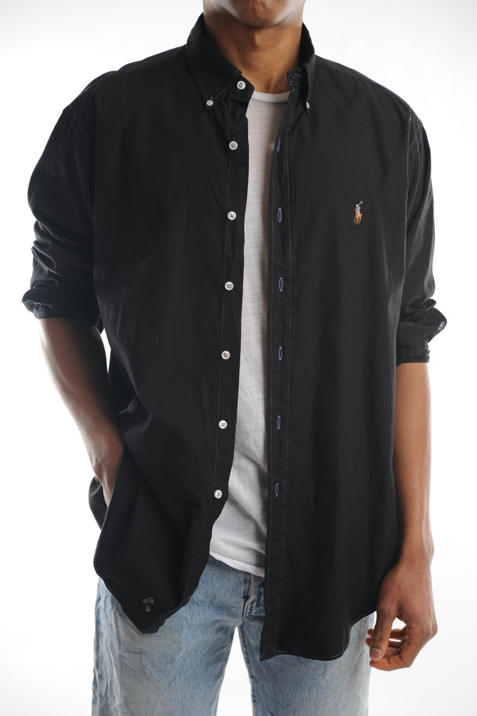 ralph lauren black button down shirt