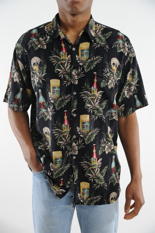 hawaiian print black