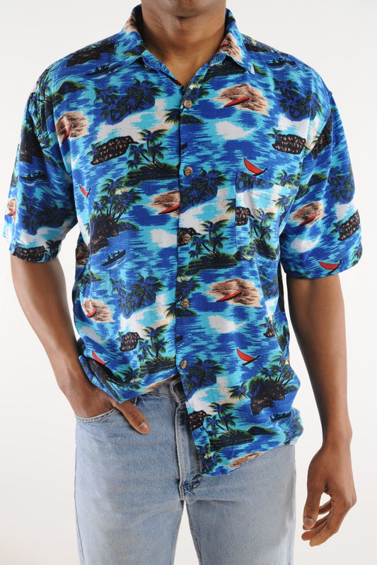 Blue Surfboard Hawaiian Shirt Free Shipping - The Vintage Twin