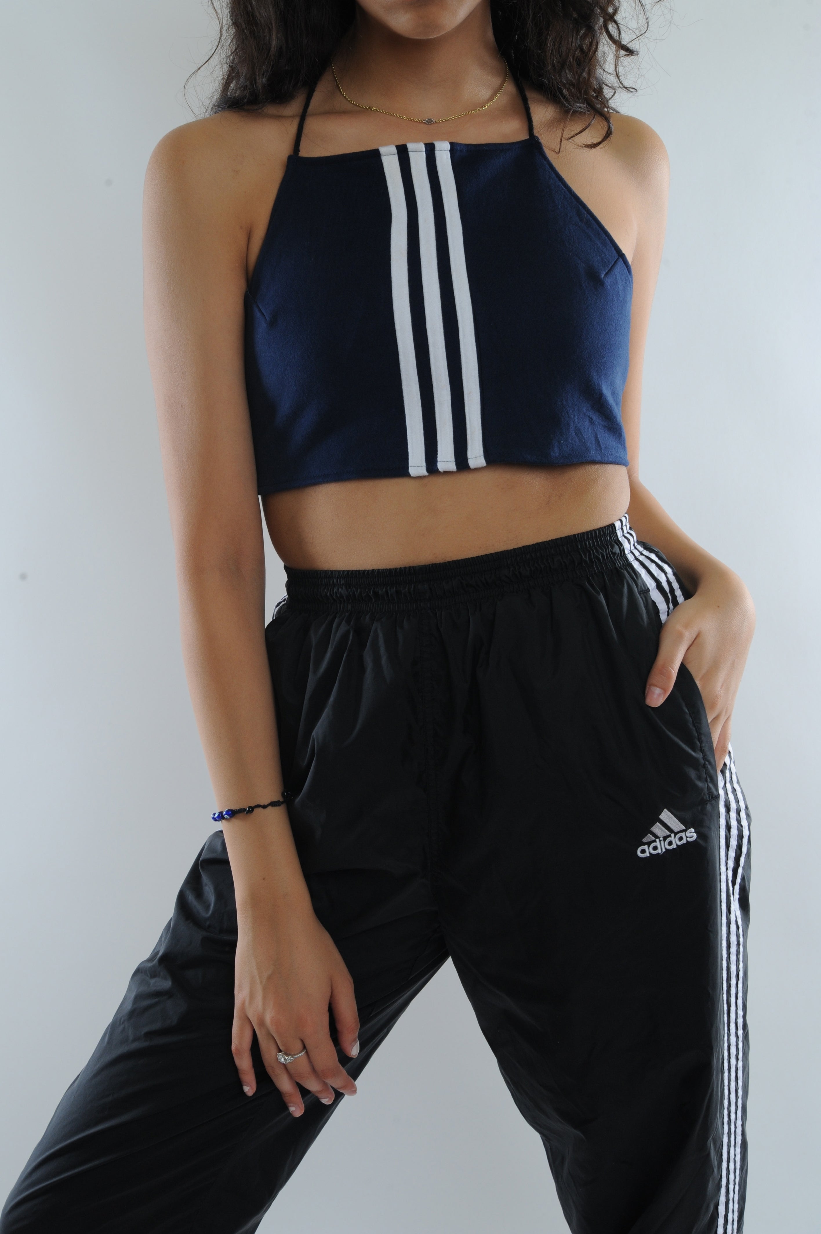Adidas Navy Halter Tie Top Free Shipping - The Vintage Twin