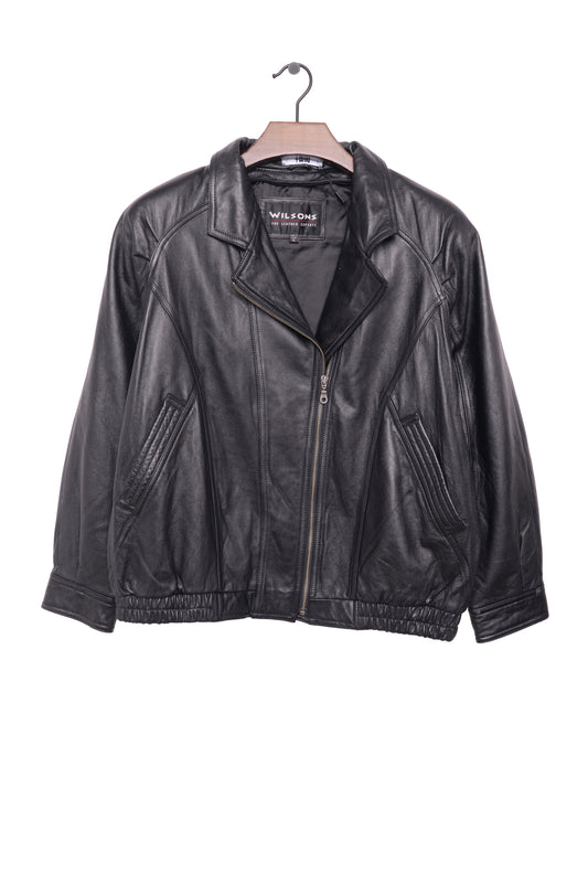 Wilsons Leather | Women's Leather Jacket with Quilted Shoulder | Black | Xs