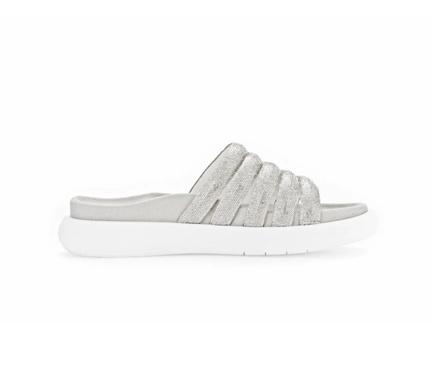 GABOR SLIP ON SANDAL IN SILVER