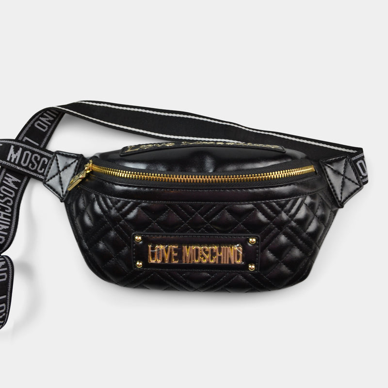 LOVE MOSCHINO QUILTED WAIST BAG WITH LOGO IN BLACK – A Step Above Shoes