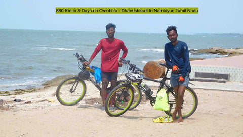 Omobikes traveller -Dhanushkodi, Tamil Nadu to Nambiyur, Tamil Nadu on model 1.7 omobikes hybrid cycle