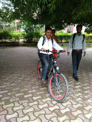 OMO electric bicycle image with customer 