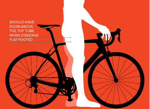 Bicycle size chart for efficient pedalling in mountain or hybrid bike