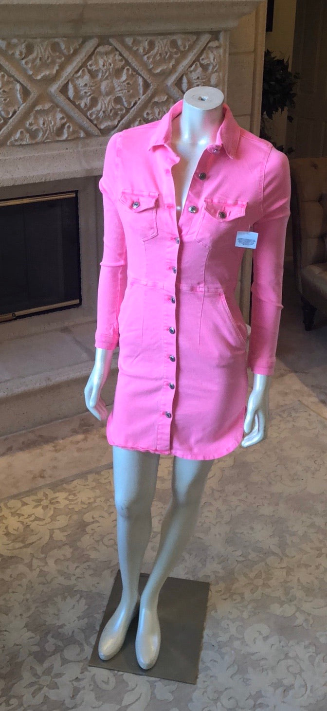 fuchsia shirt dress