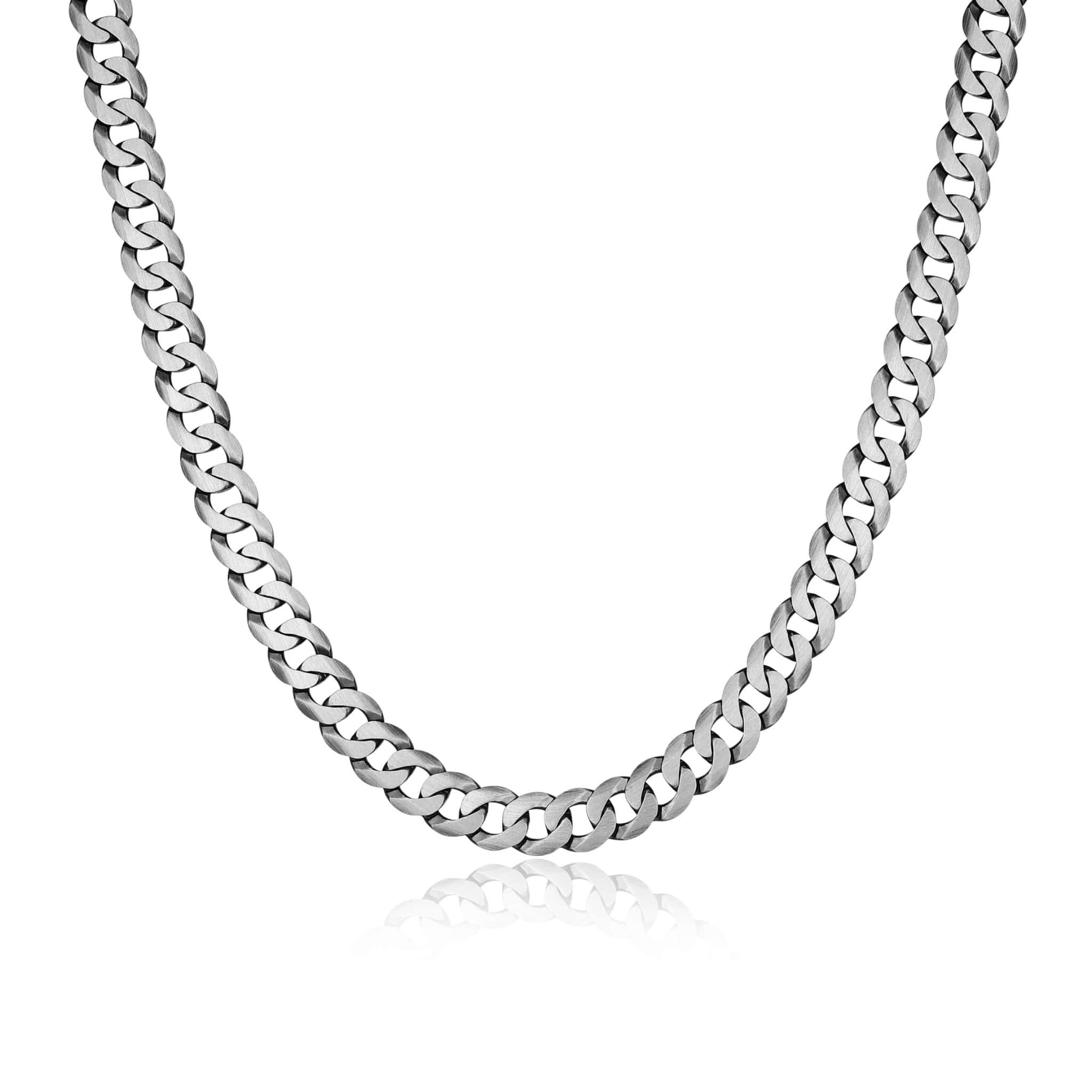 ETHOS Brushed Gunmetal Silver Box Chain with Barrel Necklace - Arman\'s  Jewellers