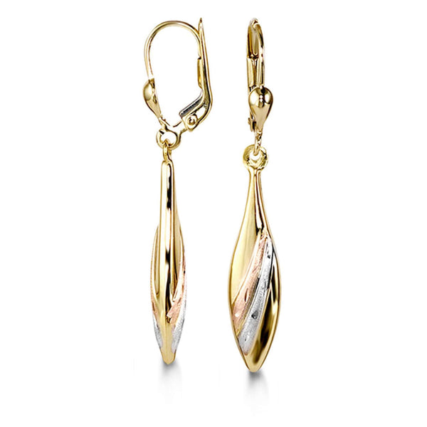 10k Tri Gold Dangle Earrings Armans Jewellers