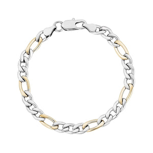 Men's Figaro Link Bracelet - Gold Over Silver