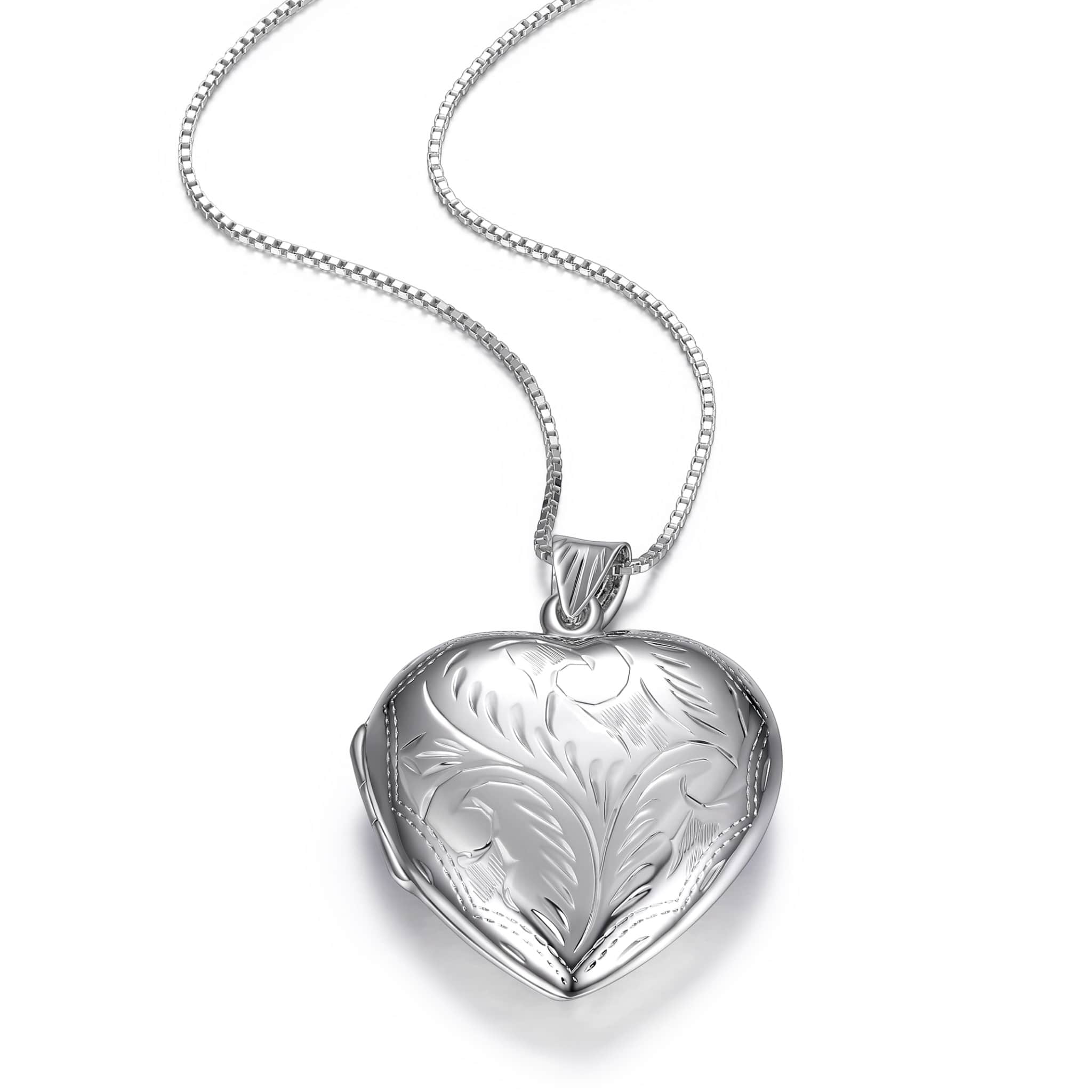 small silver heart locket necklace