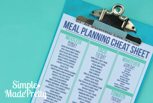 meal planning cheat sheet template