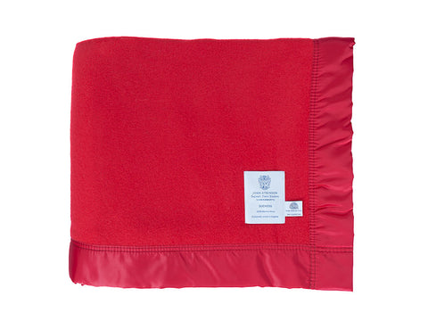 Carmine Red Traditional Satin Bound Merino Bed Blanket