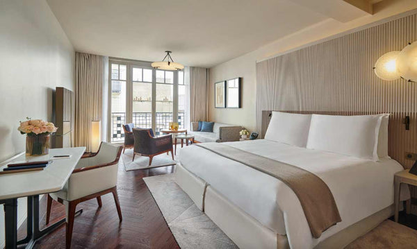Hotel Lutetia, Left Bank, Paris - Luxury  Bedroom showing merino blanket