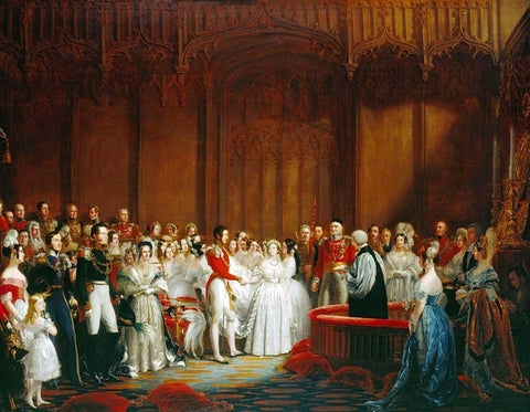 Painting by Goerge Hayter 1840 of the marriage of Victoria to Albert. 