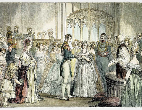 Queen Victoria Wedding to Albert 10th February 1840. Wood engraving